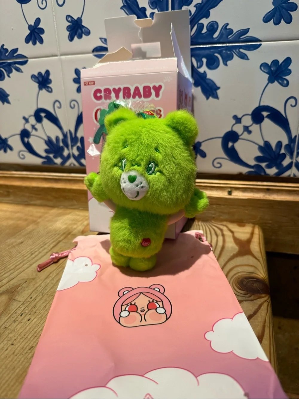 Popmart x Care Bears Green Plush Keychain Figure - Lucky Clover